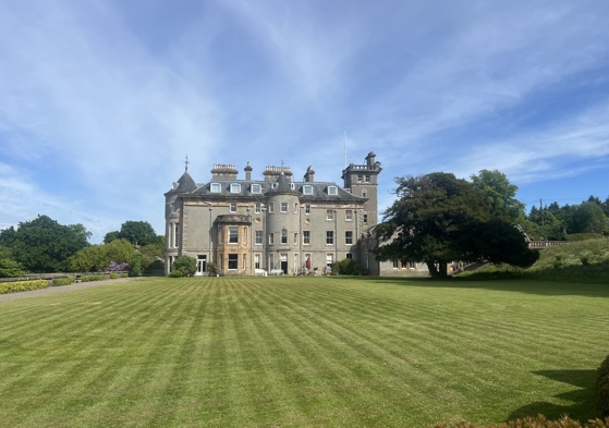 Finlaystone House — An historic Scottish Wedding Venue Near Glasgow  Overview  Discover the timeless elegance of Finlaystone House, an historic estate and family home to the Clan MacMillan for over five generations. Surrounded by ancient private woodland and landscaped gardens overlooking the River Clyde, this exclusive-use country mansion blends traditional Scottish grandeur with refined contemporary luxury.  Just 25 minutes from Glasgow, Finlaystone offers the perfect balance of heritage, privacy, and breathtaking natural beauty. Ideal for both intimate ceremonies and spectacular celebrations on the formal lawn or gardens.  Venue & Capacity  Whether you dream of a select candlelit ceremony within the stately rooms of the house or a lavish reception surrounded by walled gardens and sweeping lawns, Finlaystone provides a setting of rare distinction.  House Ceremonies – Licensed for civil ceremonies and blessings, the grand interiors of Finlaystone House accommodate up to 150 guests for your ceremony or reception. (Seated food limited to 50 guests) Front Lawn Receptions – Overlooking the River Clyde, the manicured front lawn can host up to 400 guests, with space for a bespoke marquee, champagne lawn reception, and panoramic sunsets over the Clyde estuary. Walled Garden Receptions – An enchanting, secluded space for up to 150 guests, perfect for marquee celebrations  within the enclosed stone walls. Every celebration at Finlaystone is granted exclusive use of the venue, ensuring total privacy and flexibility to create your perfect day.  Services & Experience  The Finlaystone team prides itself on offering a personal, tailored service that reflects the individuality of each couple. In addition to the exclusive use venue hire we can provide:  Full or Partial Event Coordination  Preferred Caterers & Bar Suppliers Marquee Coordination with trusted suppliers On-Site Bridal Suite plus additional rooms for close family/friends, with Finlaystone Cottages also available Each wedding at Finlaystone House is carefully managed to deliver an enjoyable experience — allowing you to relax, celebrate, and immerse yourself in the grandeur of a private Scottish country estate. If you choose to appoint your own suppliers we charge a small facilitation fee to cover our liaison costs which are always needed.  Location  Located near Langbank, Renfrewshire (PA14 6TJ), Finlaystone House is in a perfect country backdrop while only 12 miles from Glasgow Airport and 18 to Glasgow City centre— making it an exceptional choice as a Scottish destination weddings.  Guests can easily extend their celebrations with local attractions such as world-class golf courses, distilleries, and the natural beauty of the Clyde coastline.  Contact  📍 Finlaystone House, Langbank, PA14 6TJ 🌐 www.finlaystone.co.uk 📧 weddings@finlaystone.co.uk 📞 07962 022623